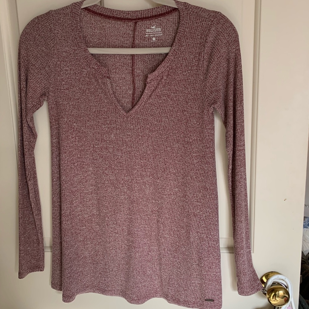 Purple and white v neck long sleeve